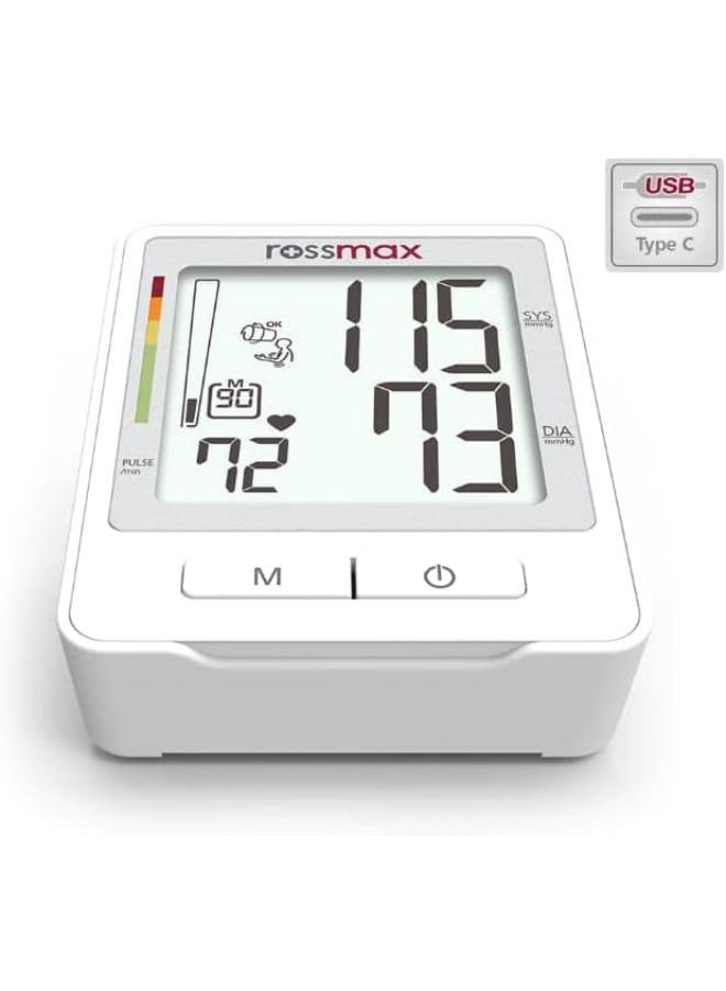 روزماكس جهاز قياس ضغط الدم الأوتوماتيكي Rossmax Z1 من أعلى الذراع - تقنية Real Fuzzy، ذاكرة 90 قراءة، كشف عدم انتظام ضربات القلب وخطر ارتفاع ضغط الدم، يعمل بمنفذ USB-C - أبيض - Image 2